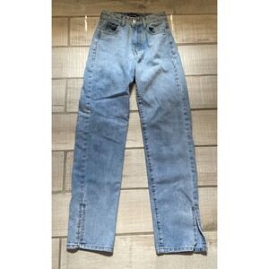 PrettyLittleThing‎ Vintage Wash Split Hem Jeans US Size 0 UK 4 (22 X 29)